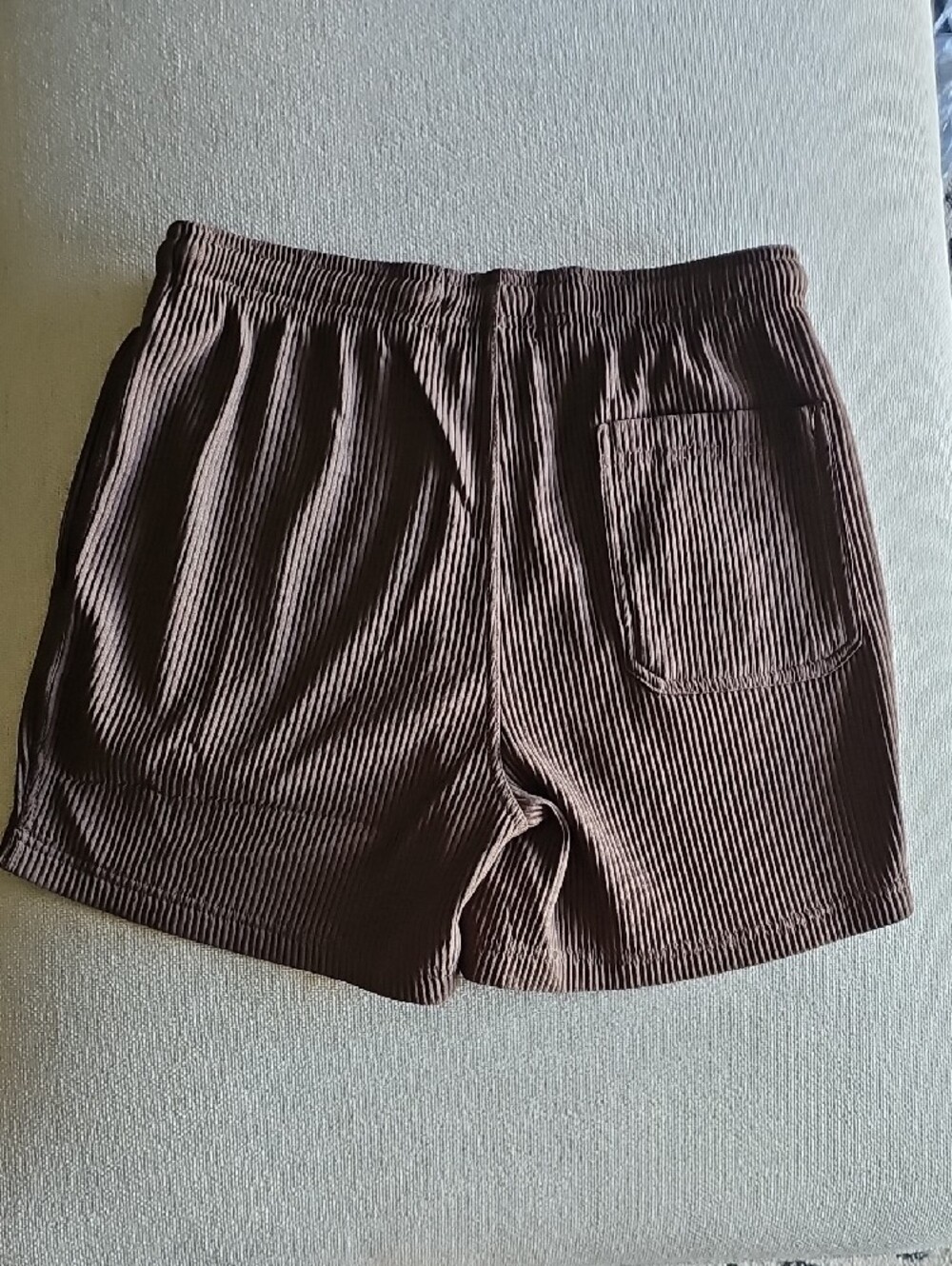PacSun Men’s Ribbed Brown Elastic Drawstring Shorts - Picture 4 of 4